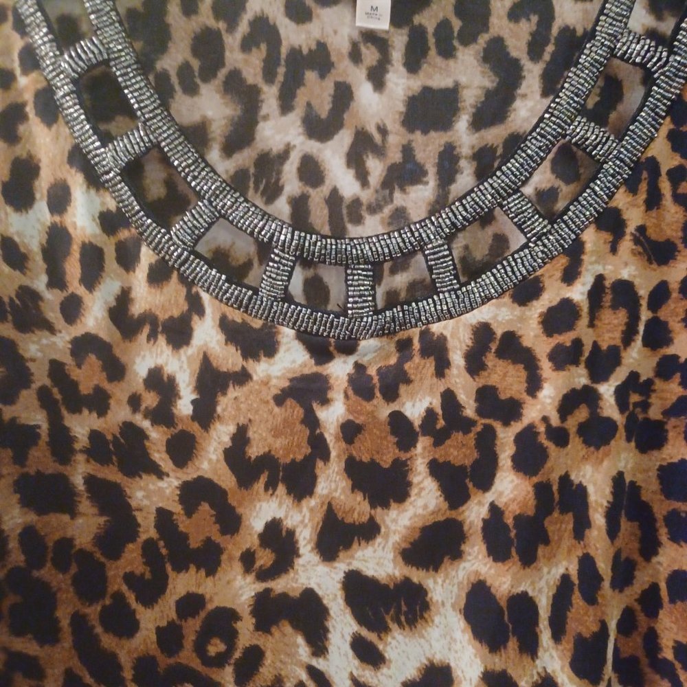Lavish Animal Print Poncho Tunic Shirt Size M - Picture 9 of 14